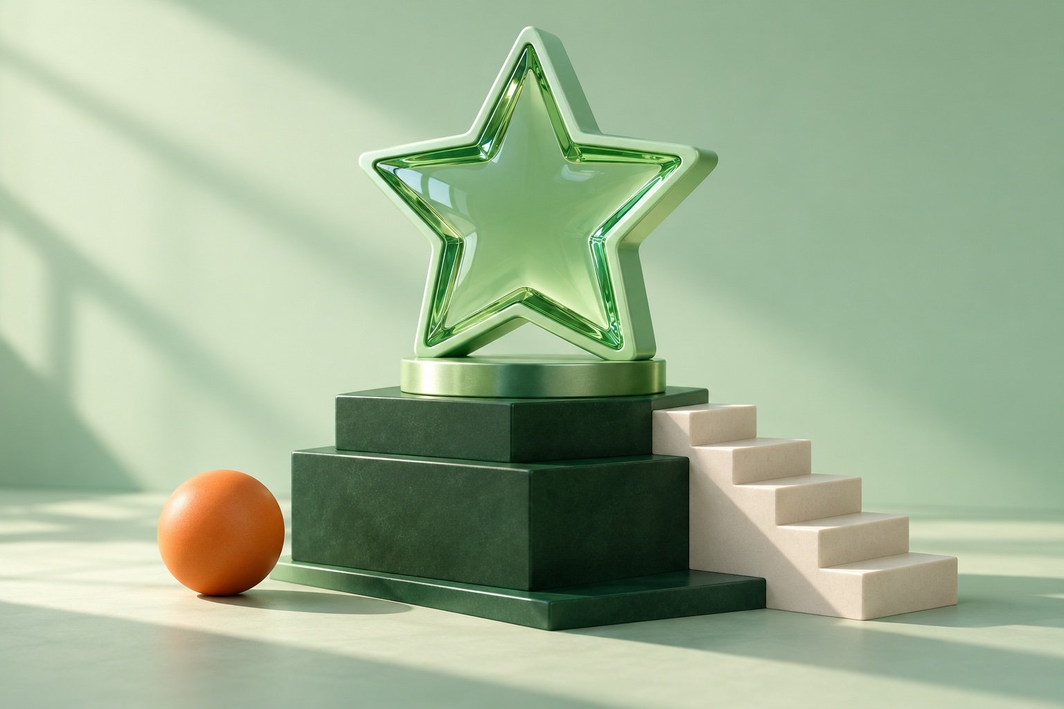 Sculptural green star on a podium — Winners concept artwork